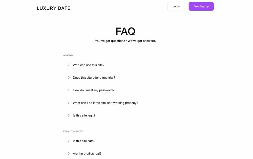 Luxury Date FAQ