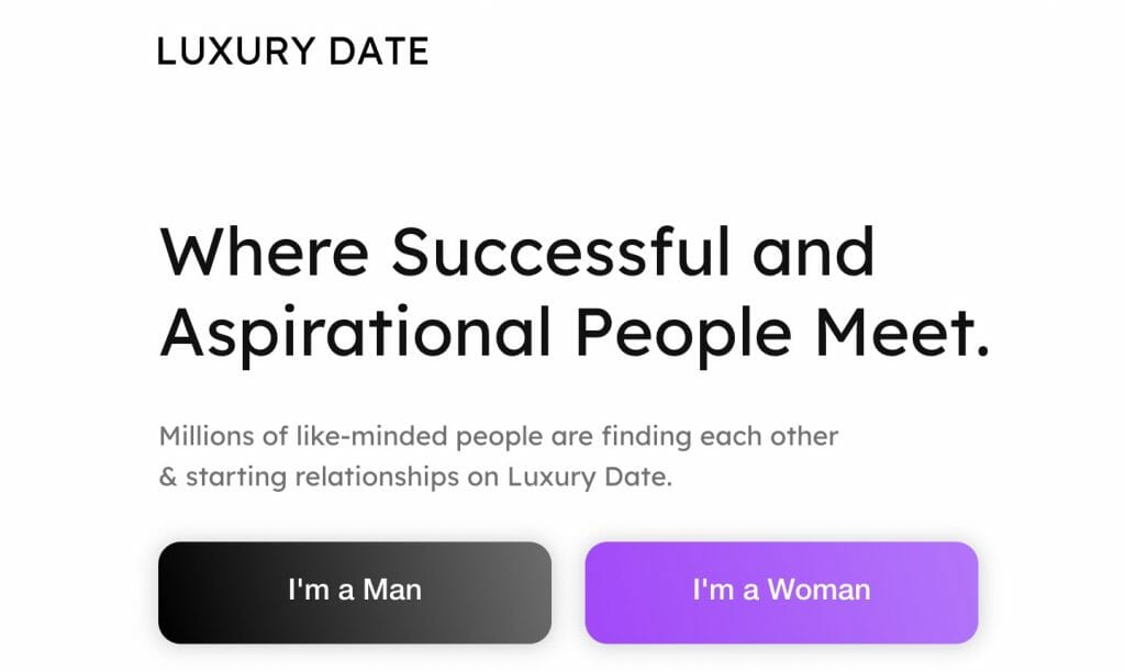 Luxury Date main page