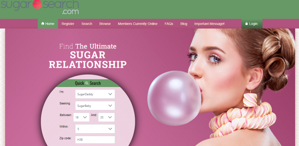 Sugar Search main page