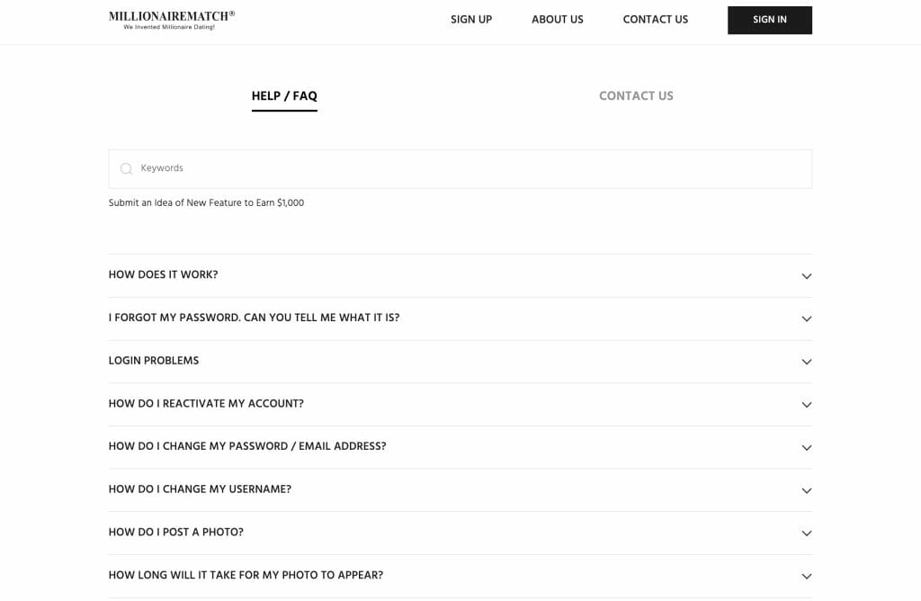 MillionaireMatch FAQ