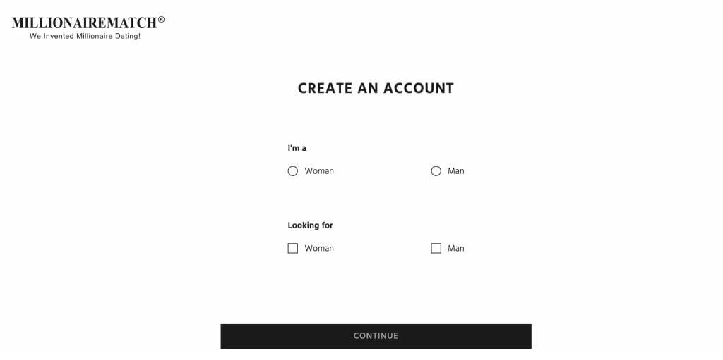 MillionaireMatch create account