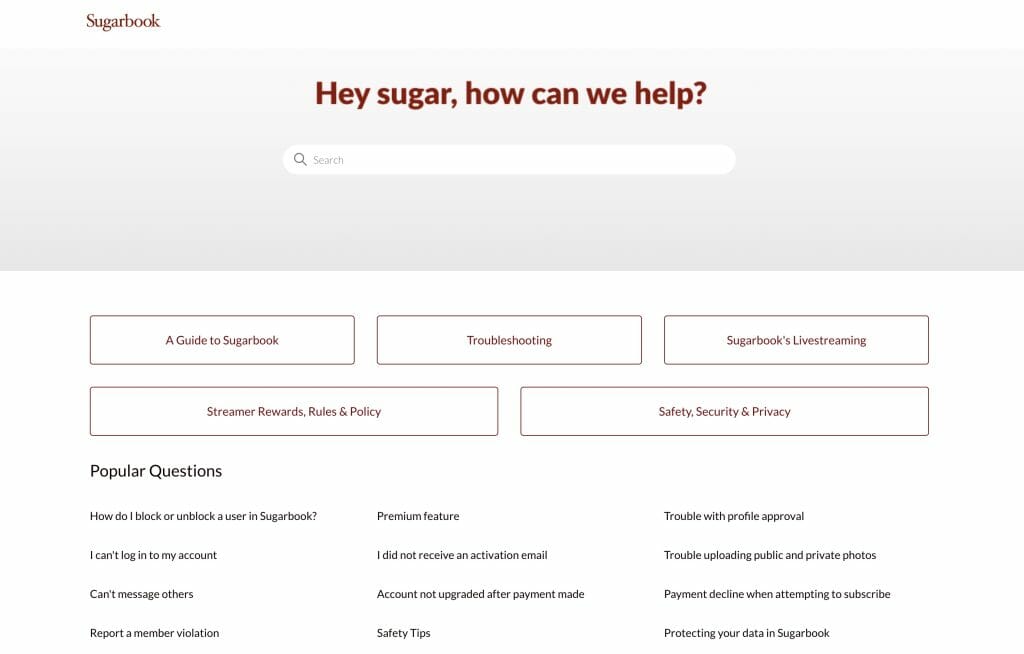 Sugarbook support