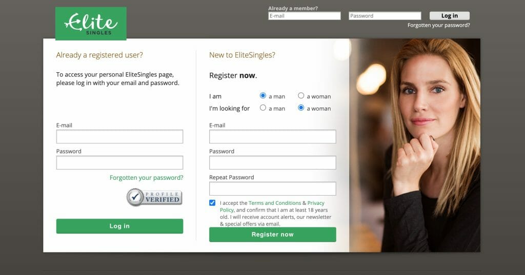 EliteSingles create account