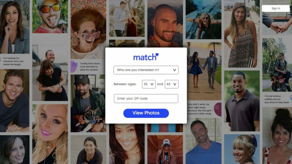 Match.com main page